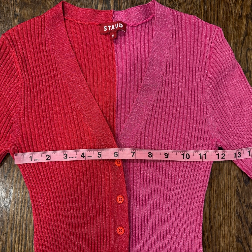 STAUD Shoko Pink Quartz ribbed-knit Midi dress Size Medium M - Picture 2 of 9